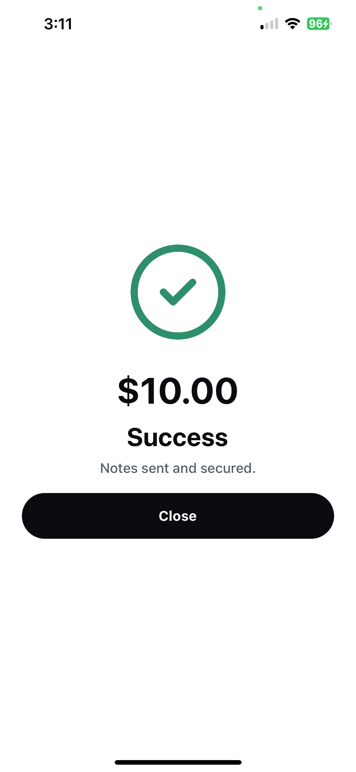 Sender success confirmation